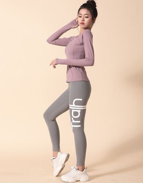 bulk high waist sports leggings with long sleeve crop top