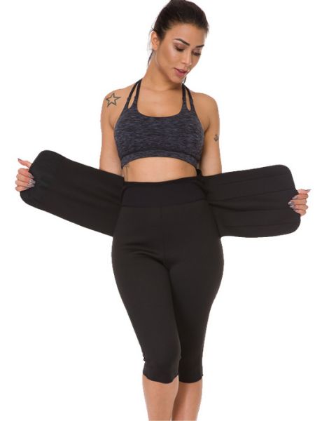custom fat control sweat capri leggings with waist trainer belt
