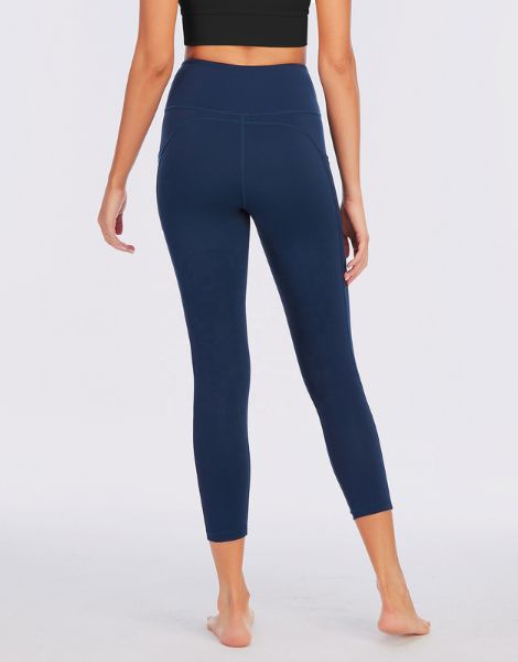 wholesale polyester super stretchy yoga capri leggings with pocket