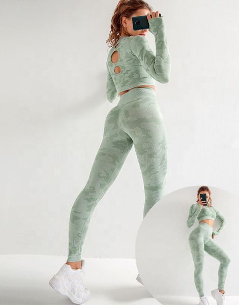 bulk spandex printed leggings with long sleeve crop top