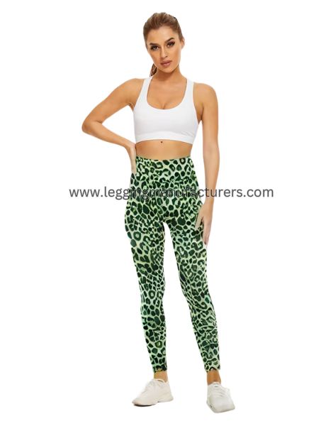 green leopard print leggings wholesale
