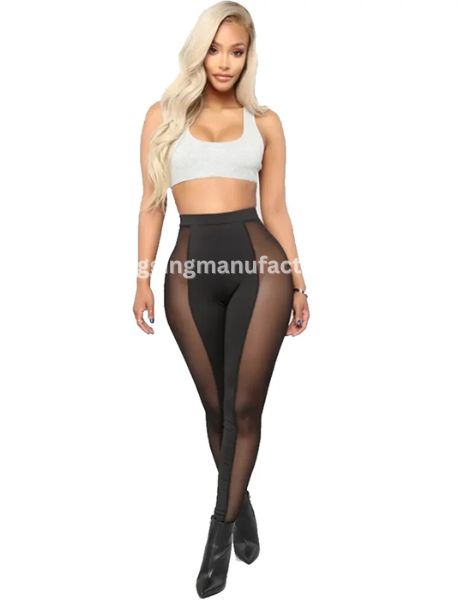 high waist elastic mesh panel leggings manufacturer