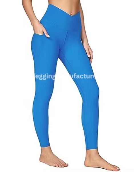 Wholesale High Waisted Crossover Compression Leggings with Pockets