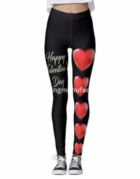 Heart Print Happy Valentines Day Leggings Supplier