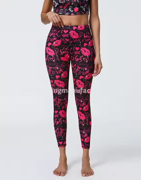 Ladies Lips Printed Valentine Leggings Manufacturer