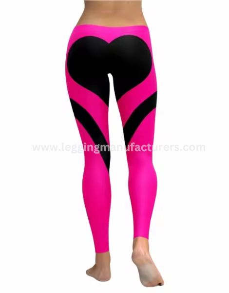 Heart Printed Shocking Pink Leggings Wholesale
