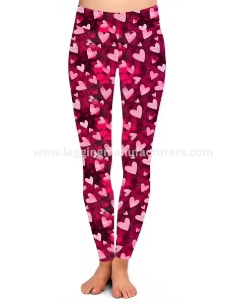 red love heart digital print leggings manufacturer