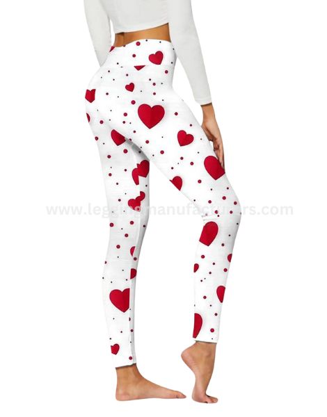 Women’s Red Heart Printed White Valentine Leggings Women Red Heart Printed White Valentine Leggings Manufacturer