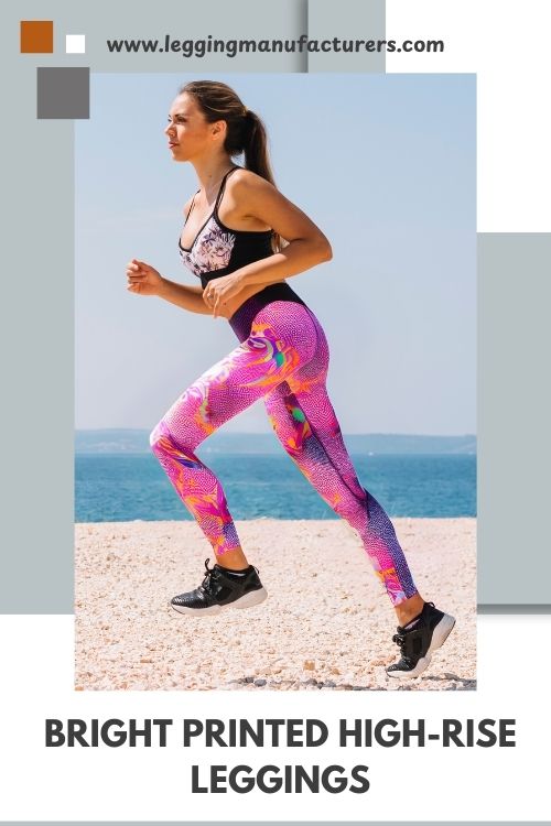 bright printed high rise leggings