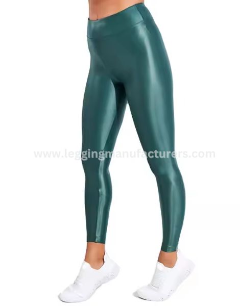 Dark Green Shiny Leggings Supplier