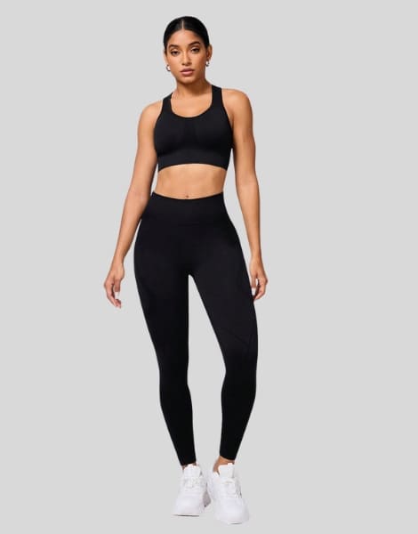 Wholesale Black Highwaist Leggings with Strappy Bra black highwaist leggings with strappy bra manufacturer