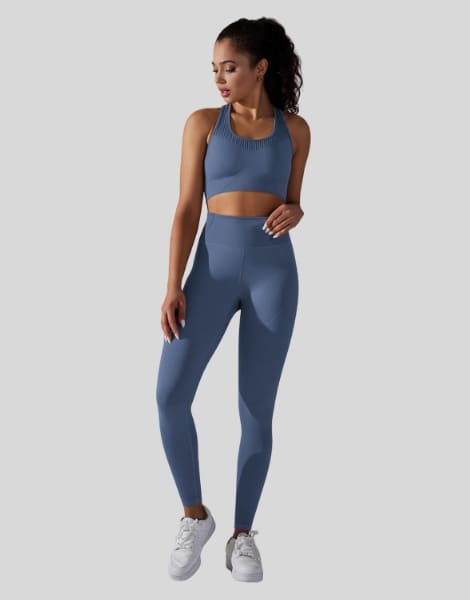 Wholesale Blue Round Neck Bra Highwaist Leggings blue round neck bra highwaist leggings manufacturer