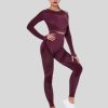 wholesale dark pink highwaist mesh leggings set