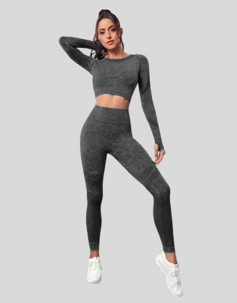 faded grey highwaist leggings set wholesaler