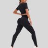 black highwaist leggings crop top set wholesaler