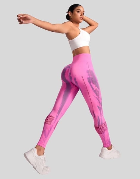 Printed Pink Highwaist Leggings Supplier printed pink highwaist leggings wholesaler