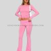 low rise fold over flared leggings set manufacturer