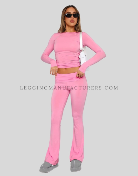 low rise fold over flared leggings set manufacturer