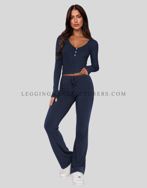 custom flared leggings with henley neck top