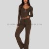 flared leggings with henley neck top in bulk