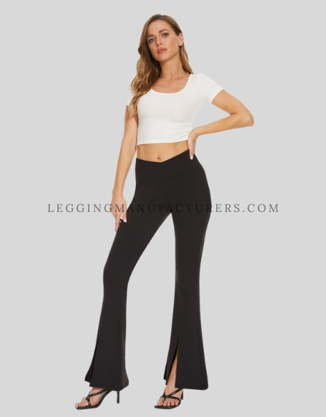 custom front slit flared leggings with crop top