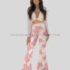 printed flared leggings with crop top vendor
