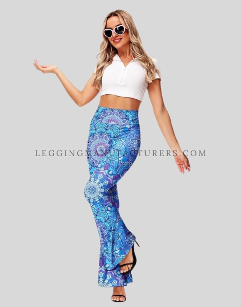 printed flared leggings with crop top in bulk
