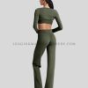 flared leggings with full sleeve crop top wholesaler