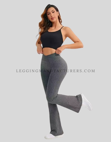 crossover flared leggings with sports bra supplier