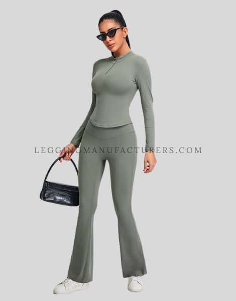 flared leggings with zip up top supplier