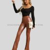 leather flared leggings with top supplier