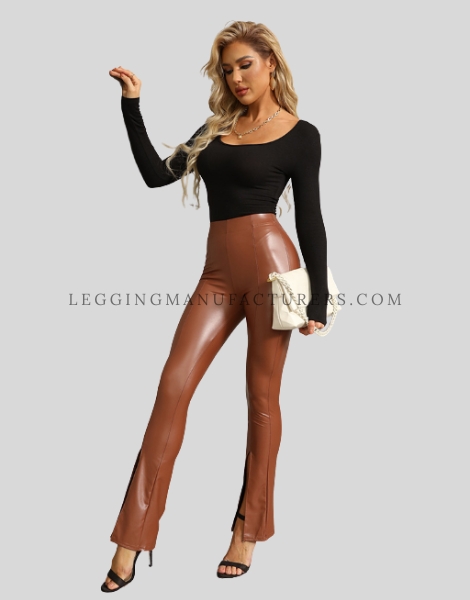 leather flared leggings with top supplier