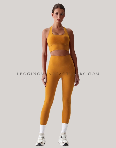 nylon spandex leggings with cross bra supplier