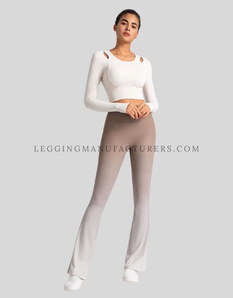 ombre print flared leggings with cross back top supplier