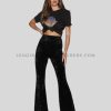 velvet flared leggings with crop t shirt supplier