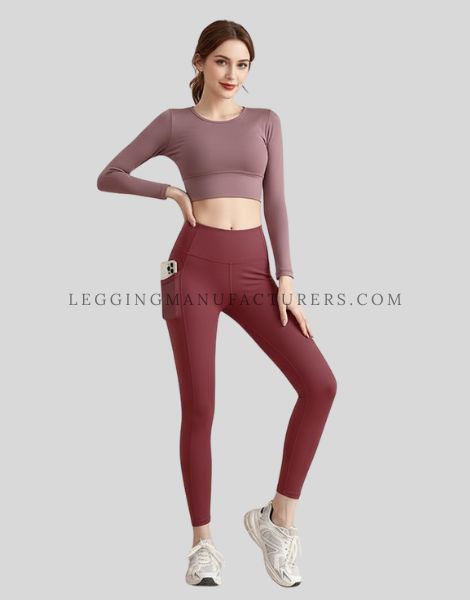 pocket leggings with full sleeve crop top supplier