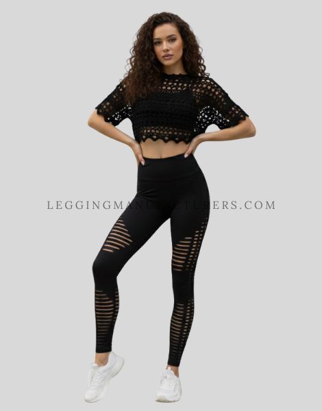 mesh panel tummy control leggings supplier
