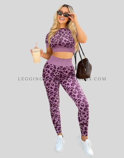 leopard print sculpt leggings with crop top manufacturer