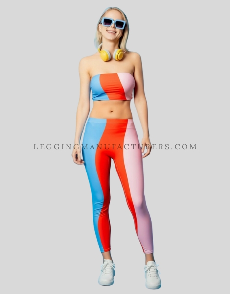 wavy stripes design sculpt leggings set supplier
