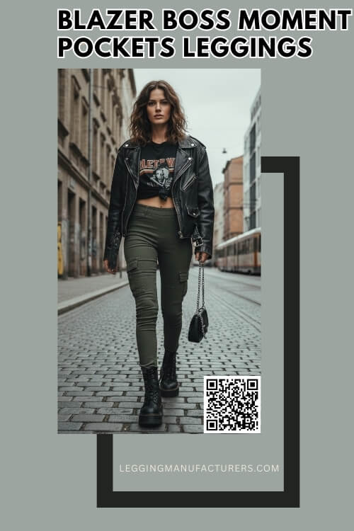 tailored blazer paired with sleek leggings