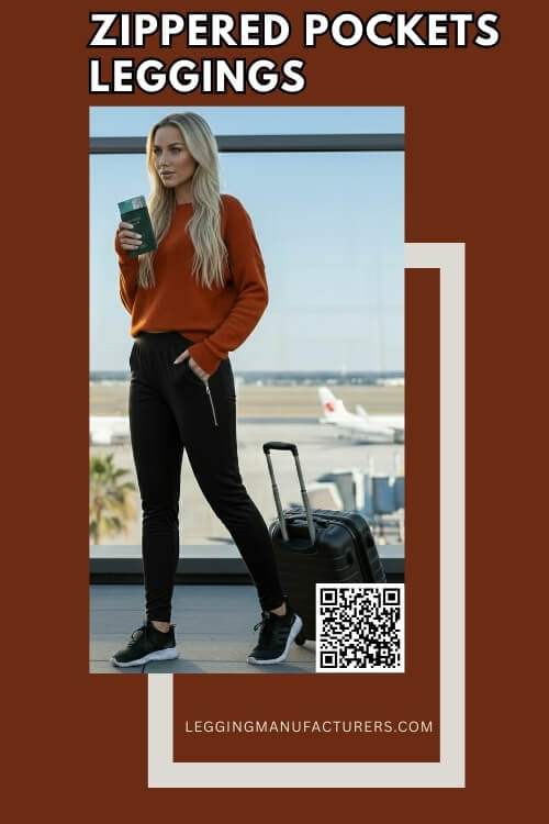 athletic leggings with zippered storage pocket