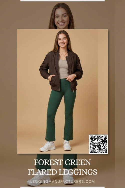 Green flared leggings for casual styling Green flared leggings for casual styling