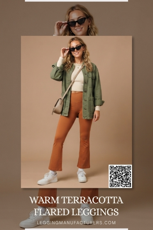 Terracotta flared leggings with a comfortable fit Terracotta flared leggings with a comfortable fit